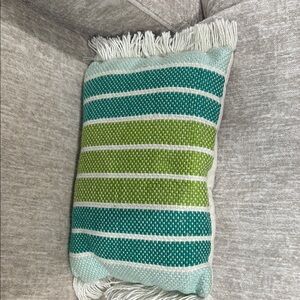 Striped Green and Teal Throw Pillow